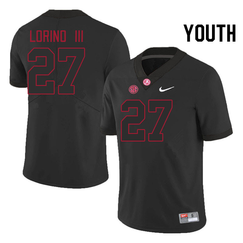 Youth #27 Michael Lorino III Alabama Crimson Tide College Football Jerseys Stitched-Blackout